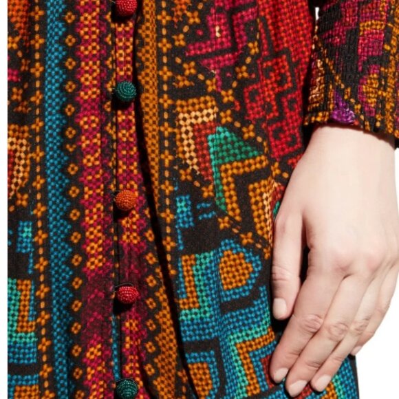 NWOT Farm Rio V-Neck Puff Sleeve Tiered Yawanawa Ruffle Maxi Boho Dress XS $275 - Picture 8 of 9